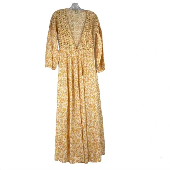 Free People | Intimately Free Kadence Duster | Robe | Beaded Smocked size Small - Picture 2 of 9